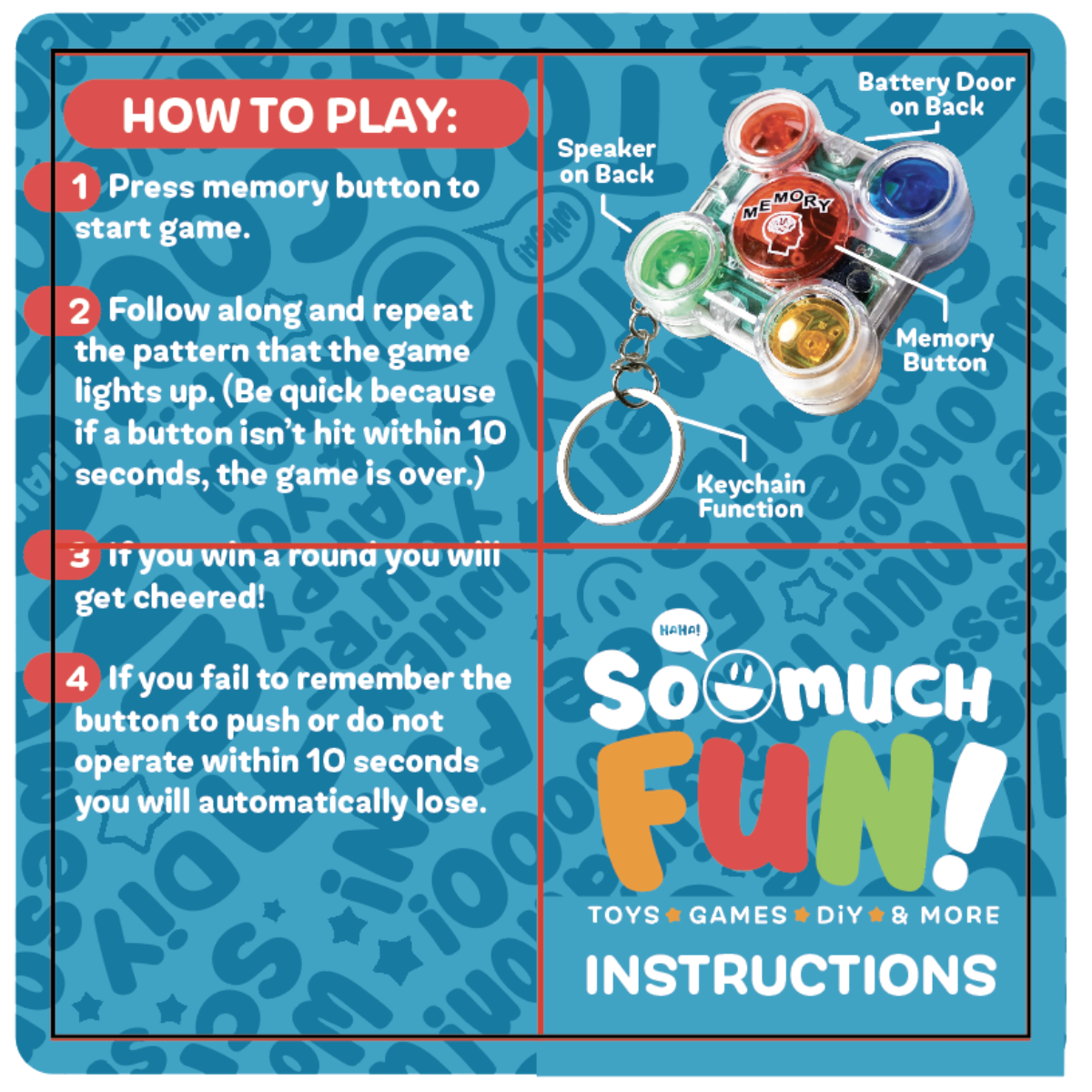 So Much Fun! Mini Memory Game Keychain