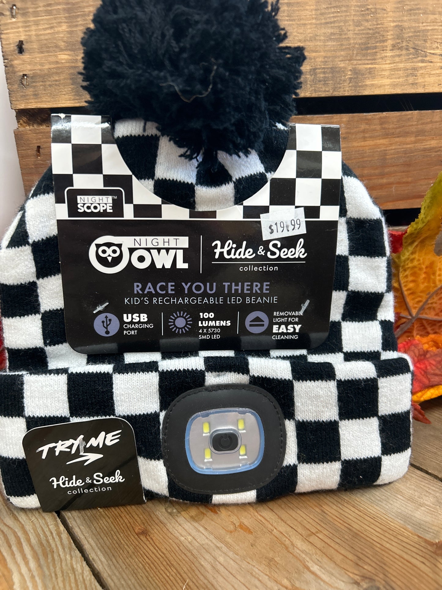 Kid RECHARGEABLE LED beanie Checkered