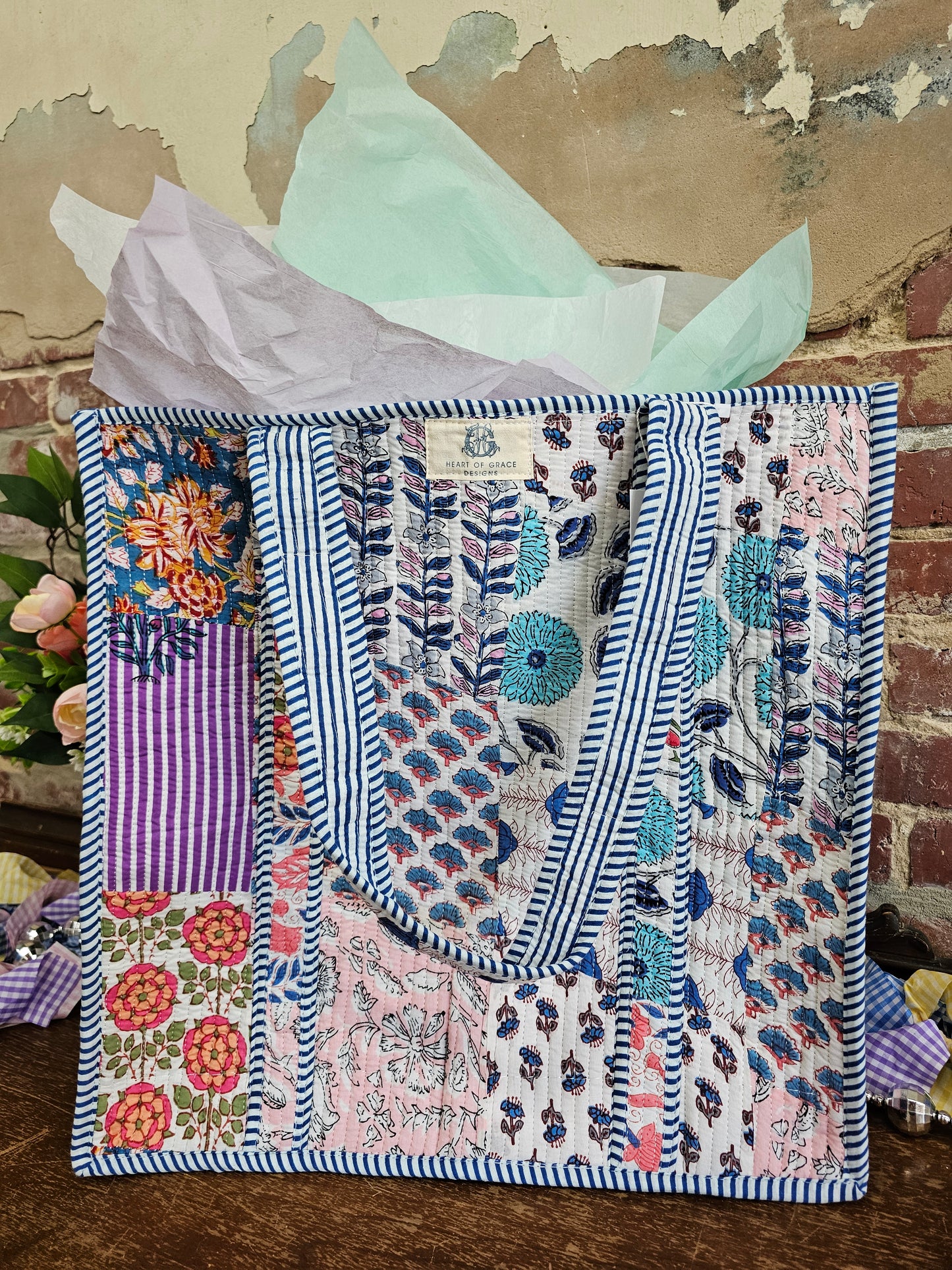 Wildflower Patch | Large Quilted Tote Bag