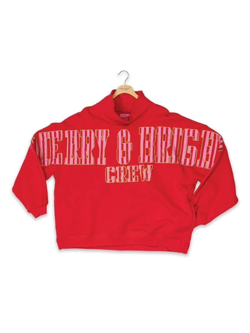 Womens Simply Southern Merry & Bright Mock Neck Sweatshirt