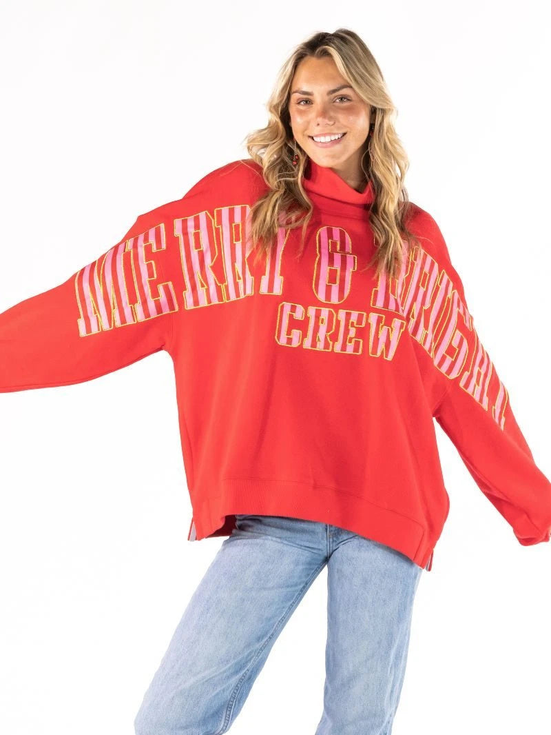Womens Simply Southern Merry & Bright Mock Neck Sweatshirt