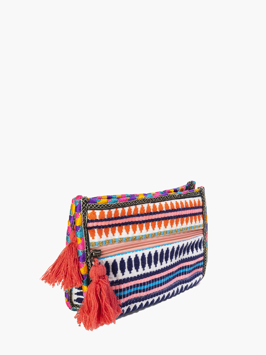Emberlyn Patterned Triangular Cotton Pouch: Multi