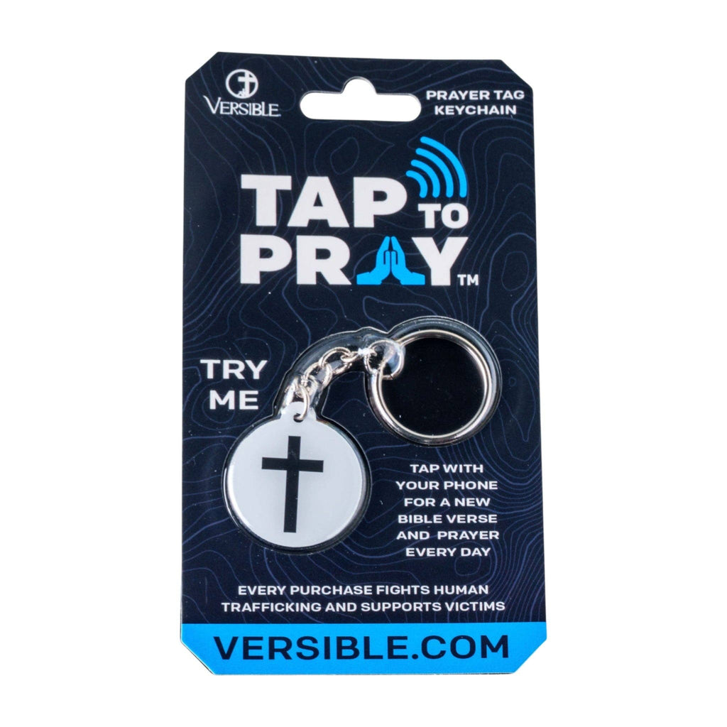 Tap To Pray® Acrylic Keychain: Crystal + Cross