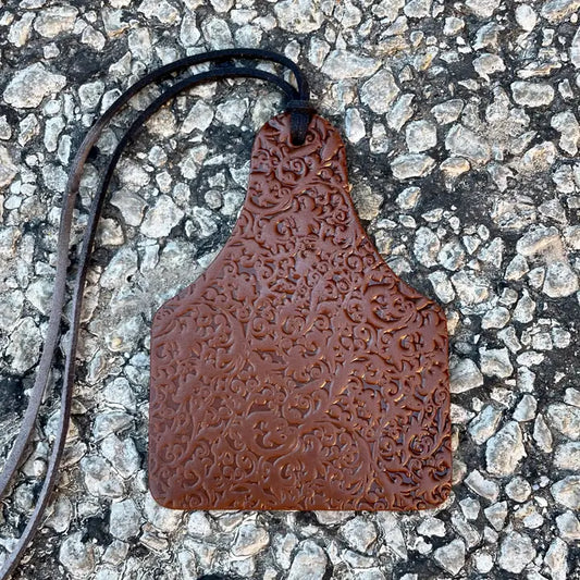 Scroll Cow Tag Air Flair- Leather