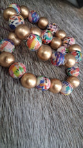 Abstract Gold Beaded Stacking Bracelet
