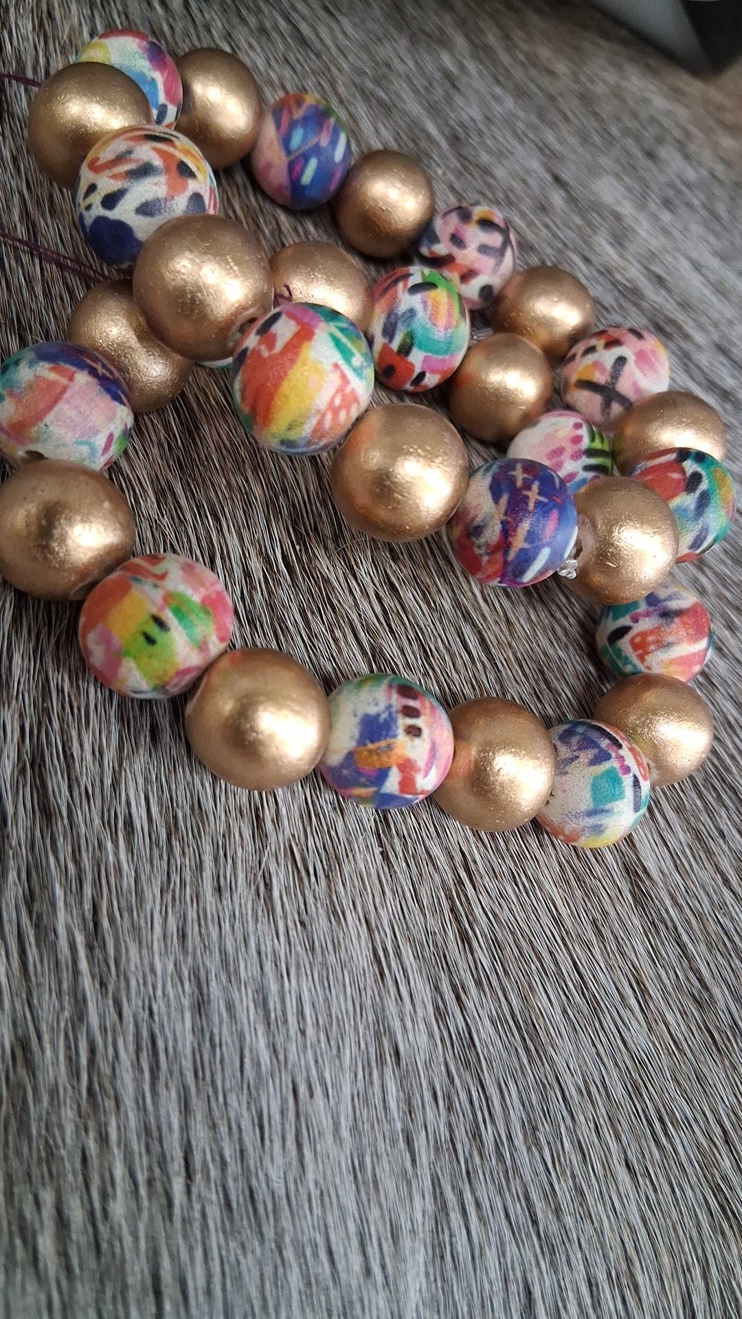 Abstract Gold Beaded Stacking Bracelet