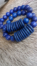Monochrome Dark Cobalt Disk Stacking Bracelet