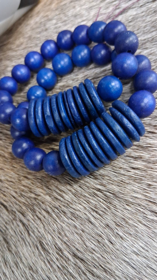 Monochrome Dark Cobalt Disk Stacking Bracelet