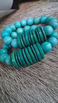 Monochrome Turquoise Disk Stacking Bracelet