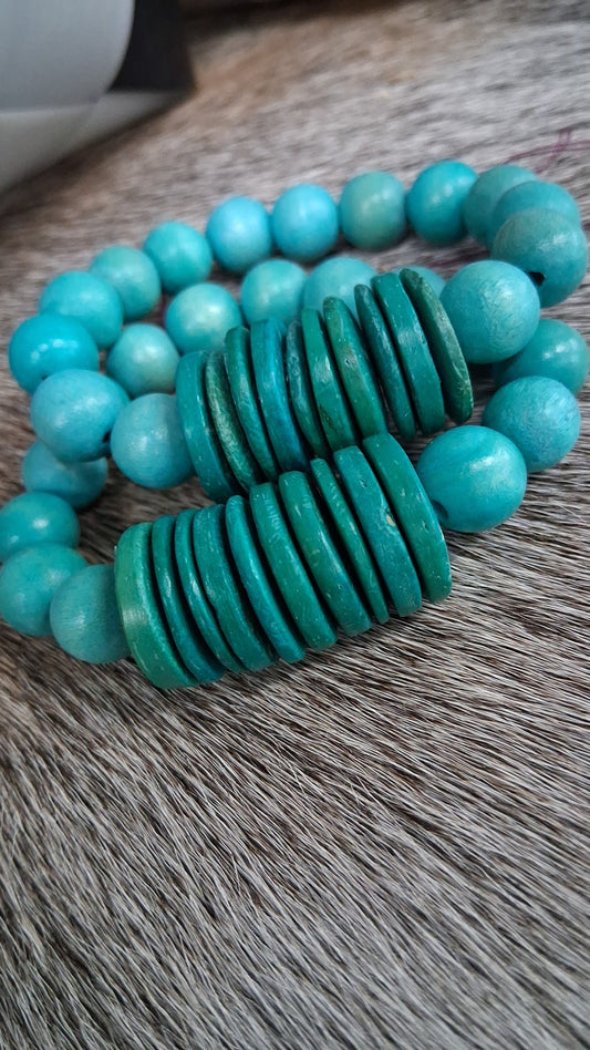 Monochrome Turquoise Disk Stacking Bracelet