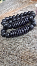 Monochrome Black Disk Stacking Bracelet