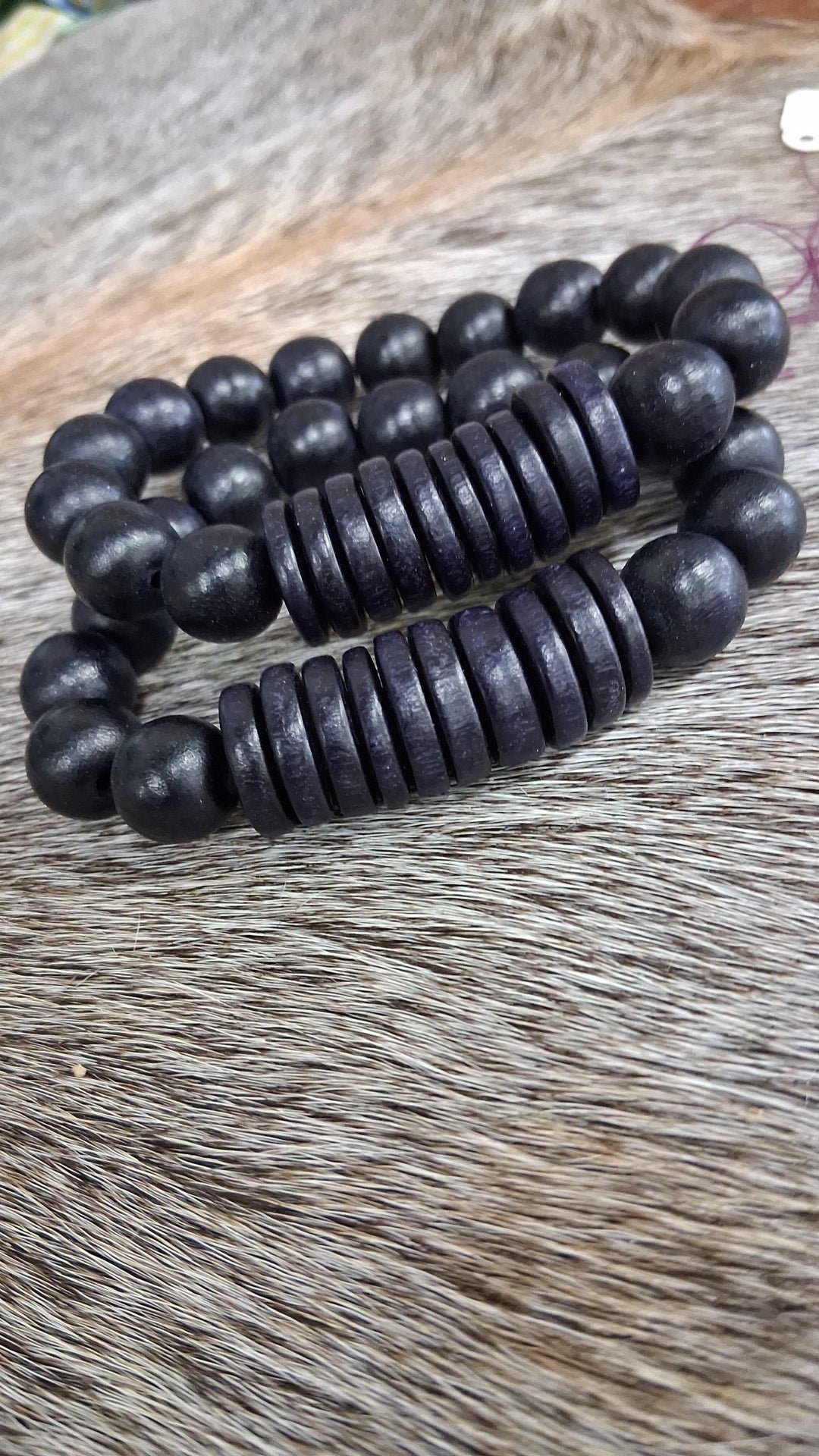 Monochrome Black Disk Stacking Bracelet