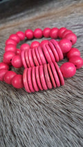 Monochrome Pink Disk Stacking Bracelet