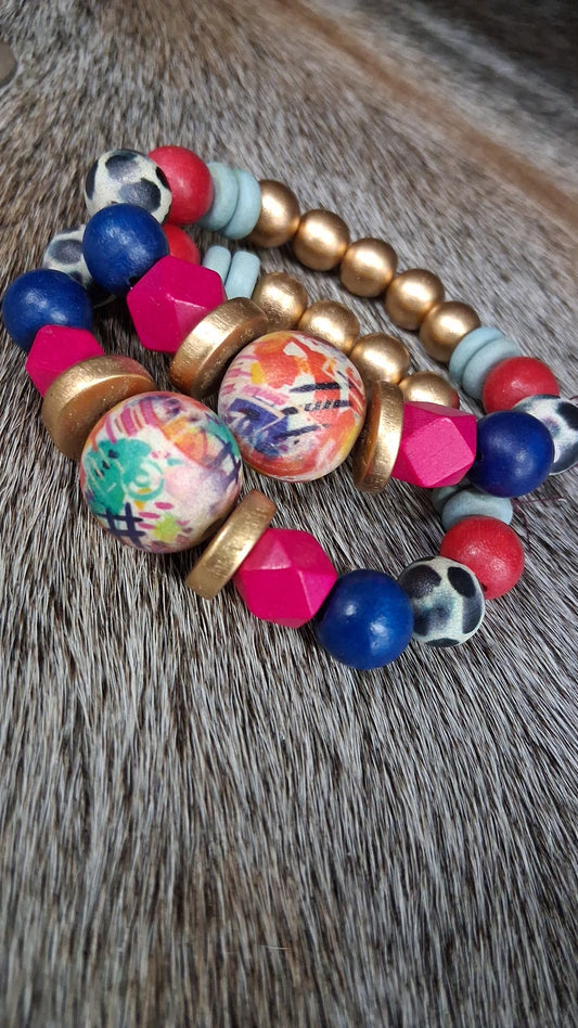 Limited Edition Stacking Bracelet - Abstract Focal Bead