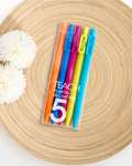 TEACH Pen Set | 5pc Colorful Ball Point Pens with Black Ink
