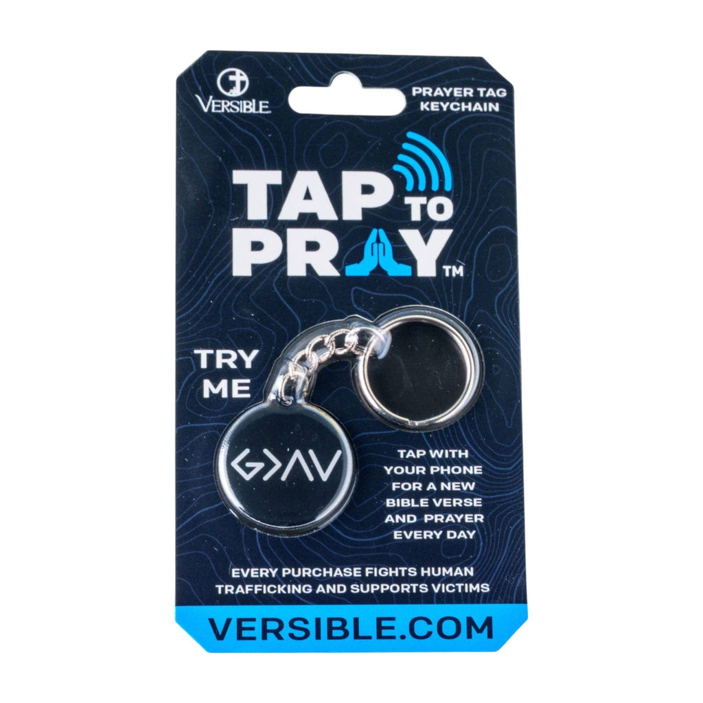Tap To Pray® Acrylic Keychain: Black + God Is Greater
