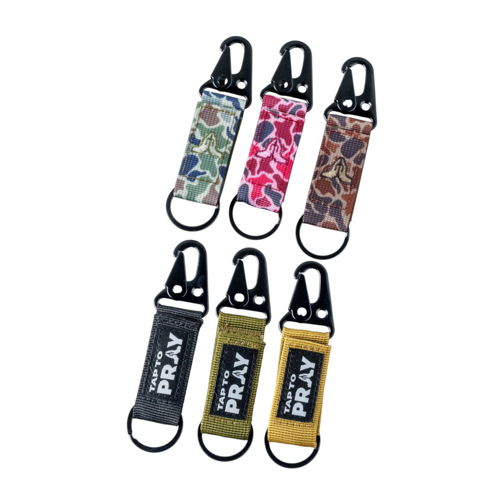 Tap To Pray® Tactical Carabiner Keychain: Pink Camo