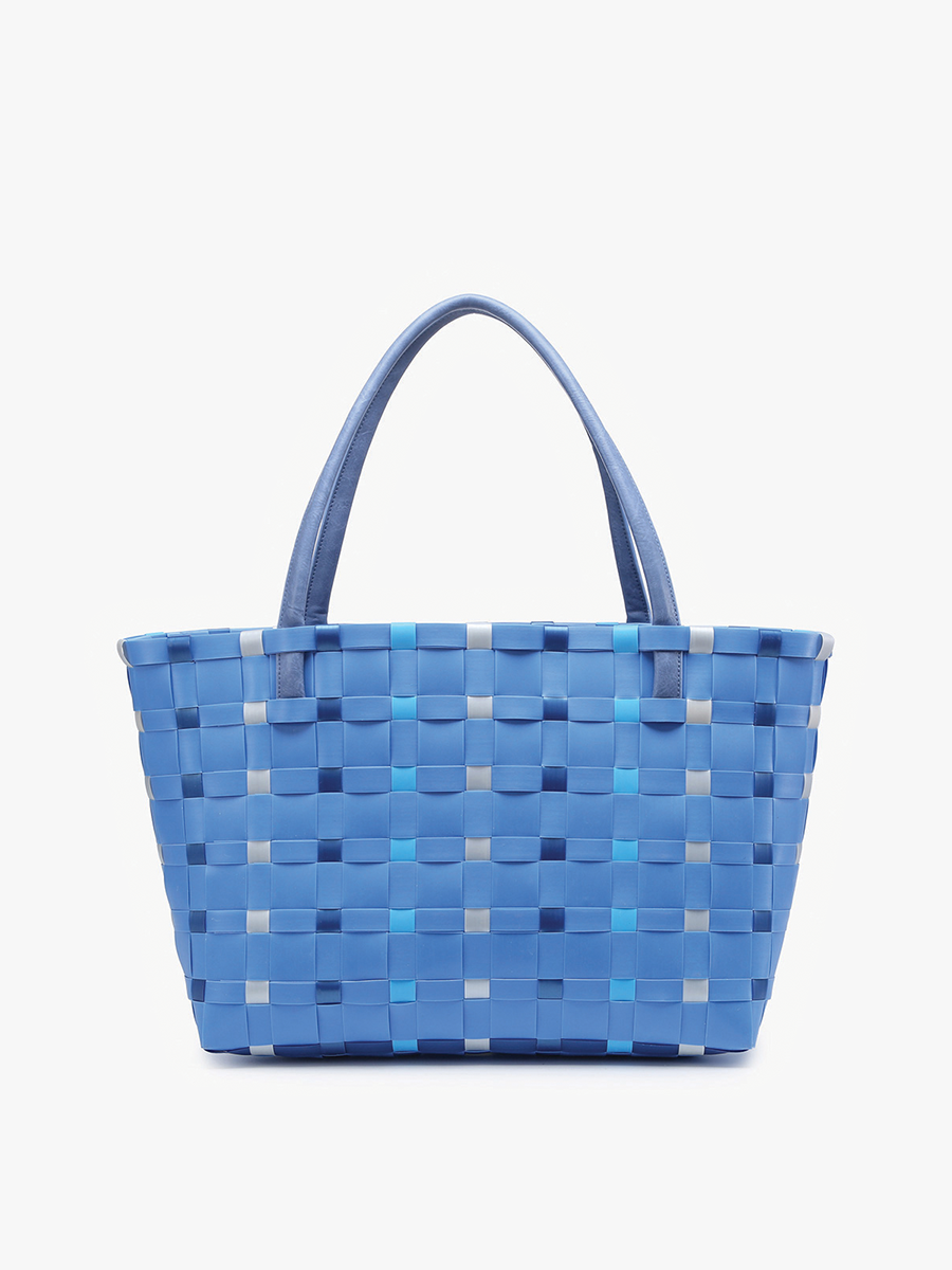 Abigail Basketweave Tote: Multi-Blue