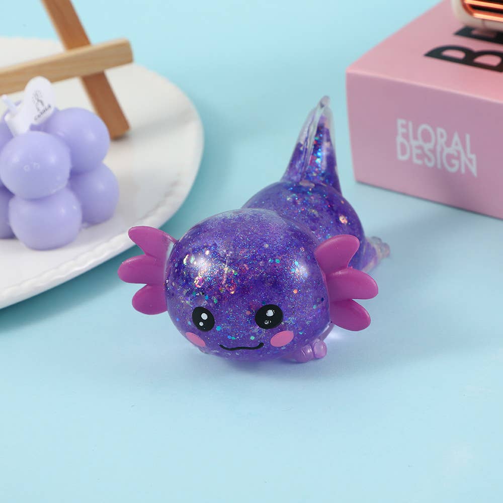 Glitter Salamander Stress Relief Squishy Toy: Purple