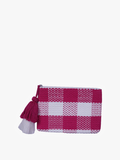 Faith Printed Cotton Pouch w/ Fringe: Plaid-Pink