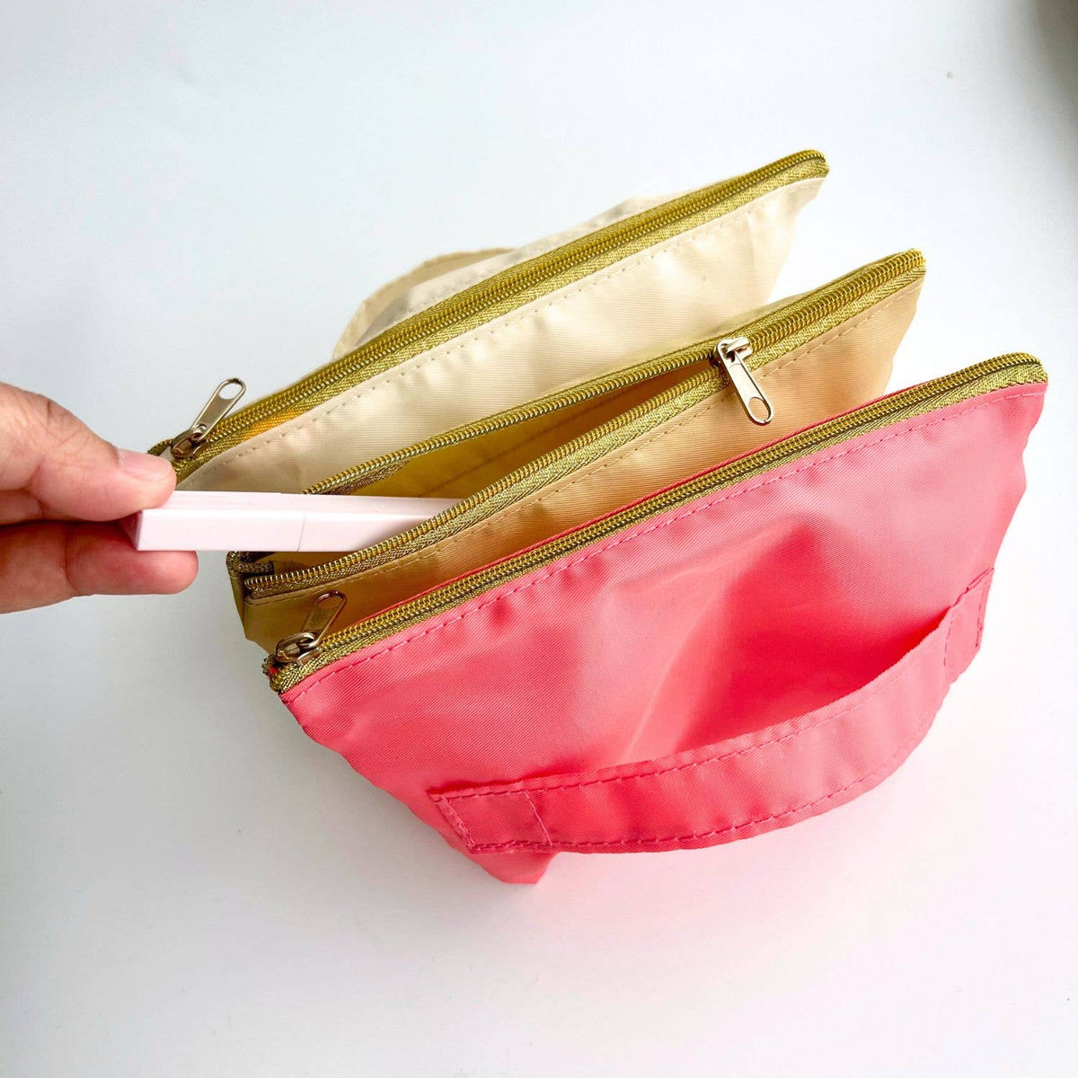 Accordion Cosmetic Pouch | Travel Bag | Make-up Pencil Pouch: Pink