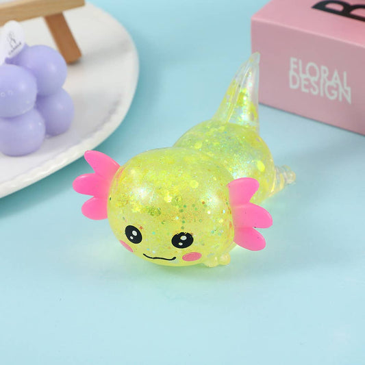 Glitter Salamander Stress Relief Squishy Toy: Yellow