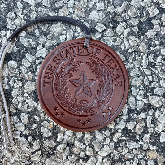 Round Texas State Seal Air Flair- Leather