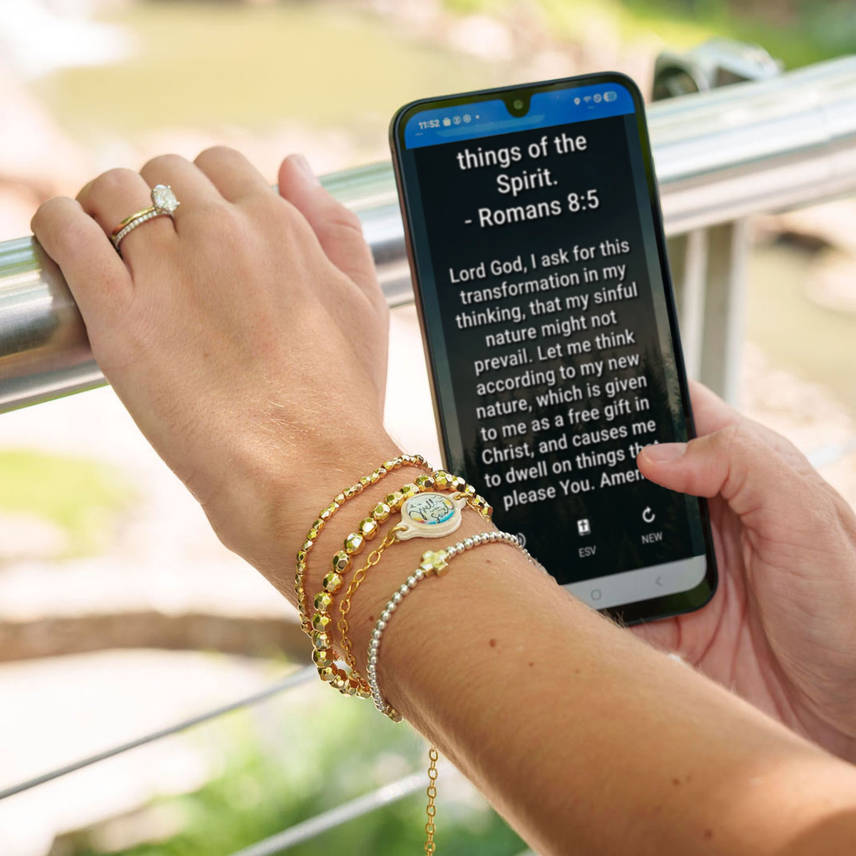 Tap To Pray® Survivor Series Bracelet: Silver-Plated + Slate Cross