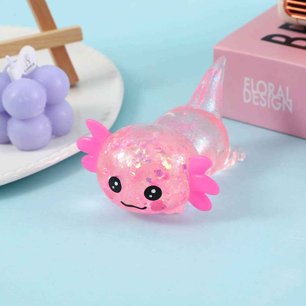 Glitter Salamander Stress Relief Squishy Toy: Pink