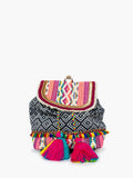 Magdelena Aztec Cotton Backpack w/ Tassels: Multi