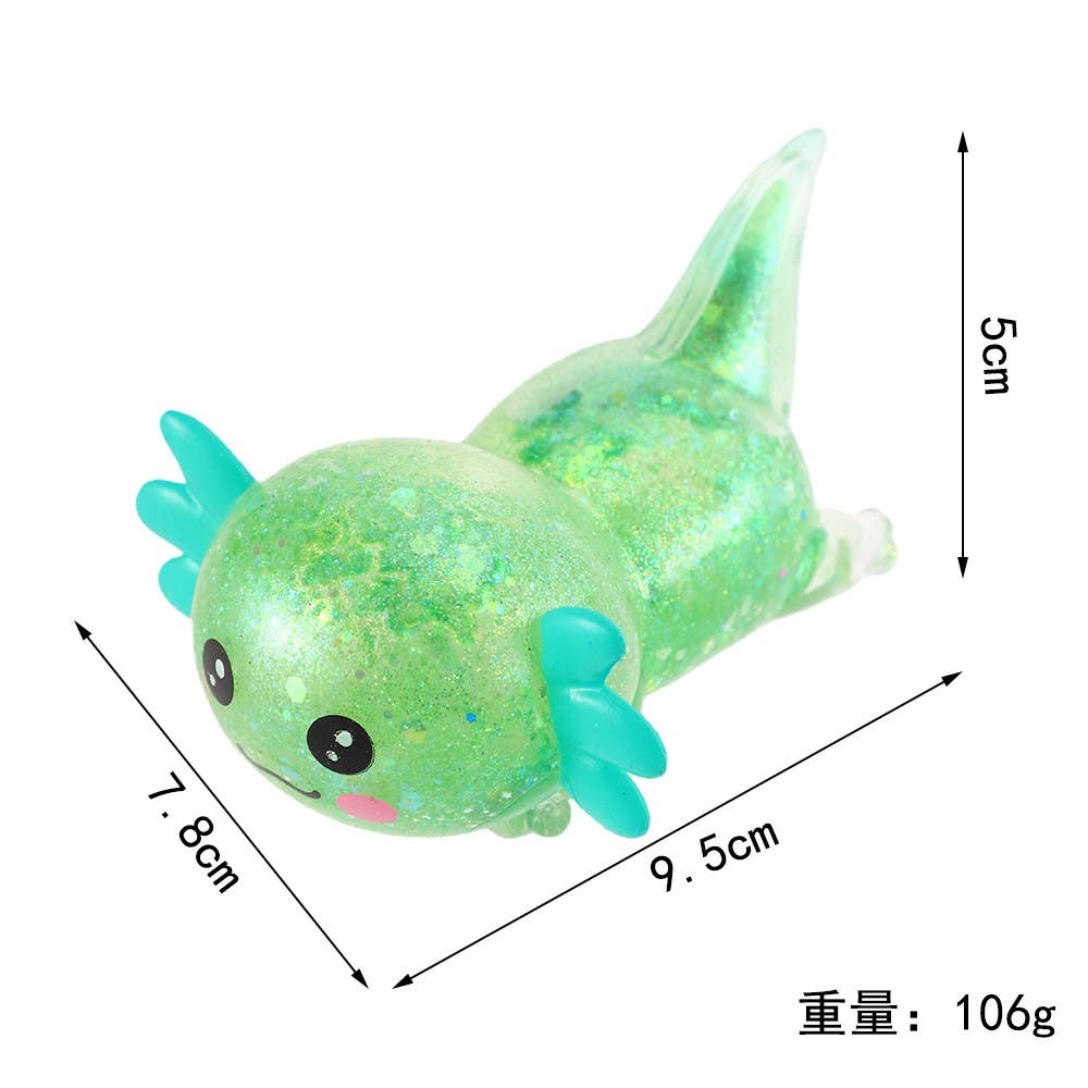 Glitter Salamander Stress Relief Squishy Toy: Green