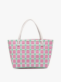 Abigail Basketweave Tote: Pink/Green