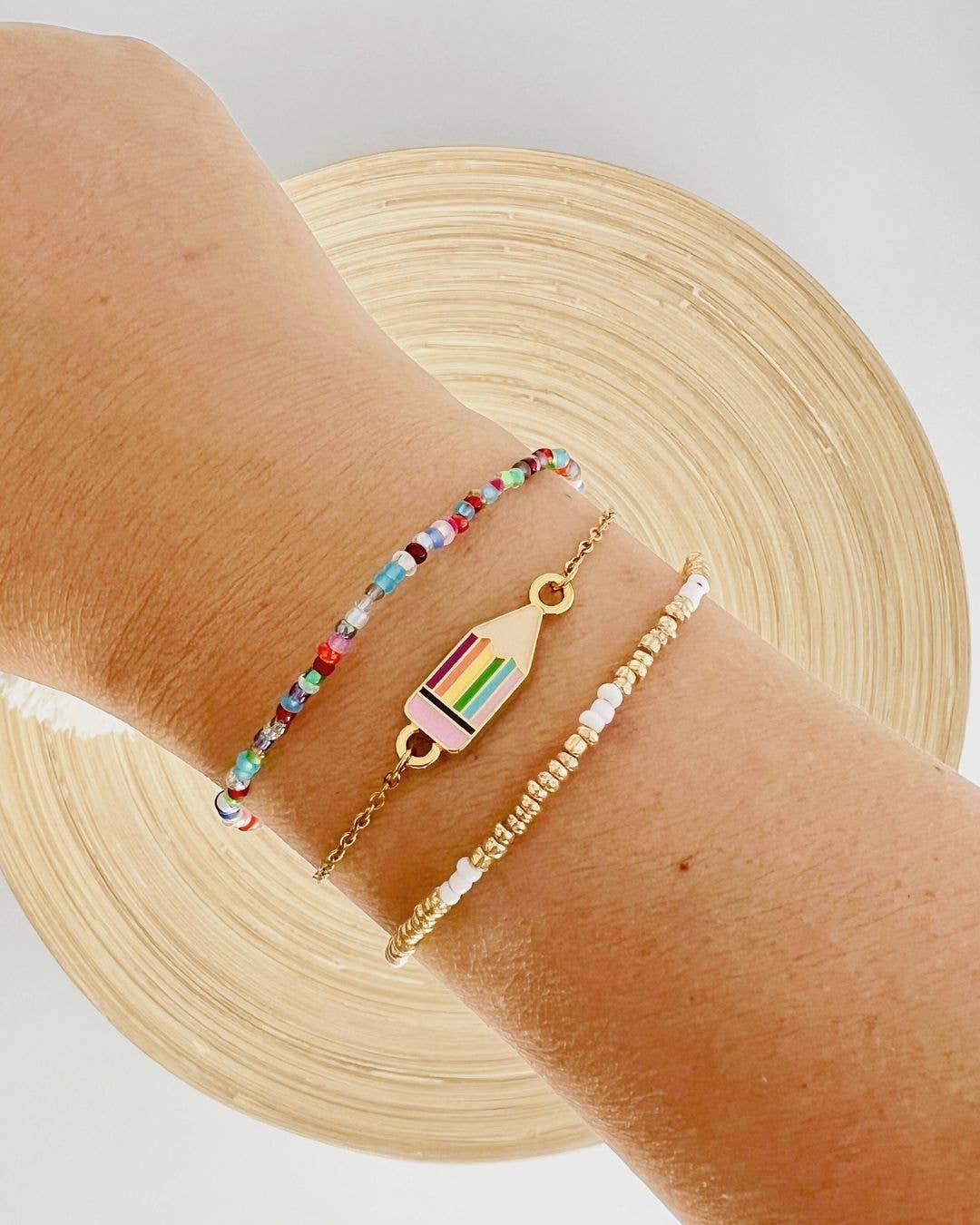 Dainty Beaded Bracelet Pencil Stack | Teacher School Gift