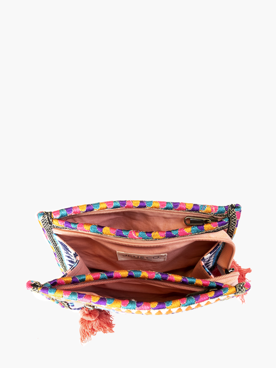 Emberlyn Patterned Triangular Cotton Pouch: Multi