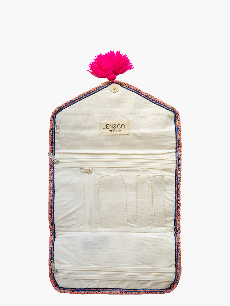 Katleya Patterned Cotton Jewelry Case/Pouch: Multi