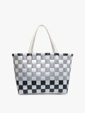 Abigail Basketweave Tote: Multi-Grey