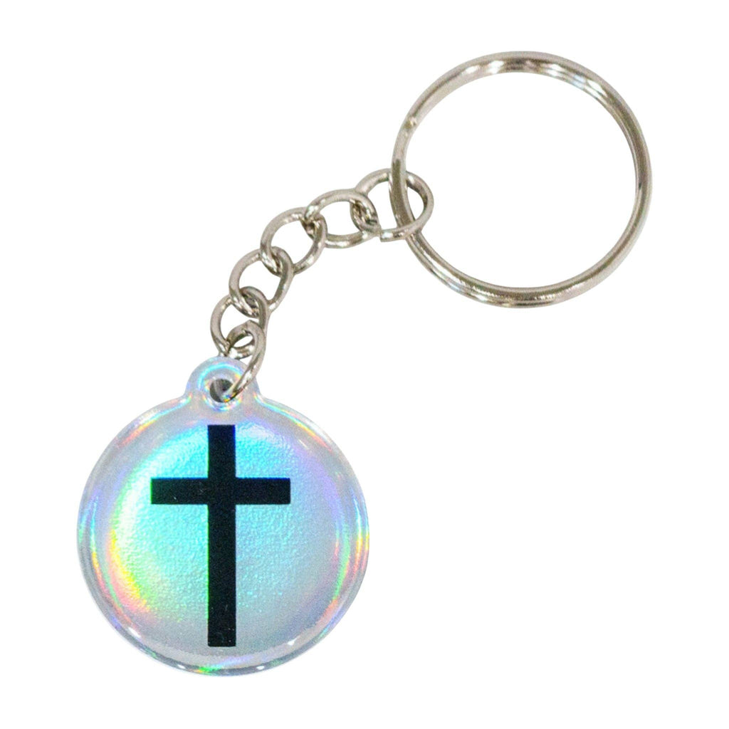 Tap To Pray® Acrylic Keychain: Crystal + Cross