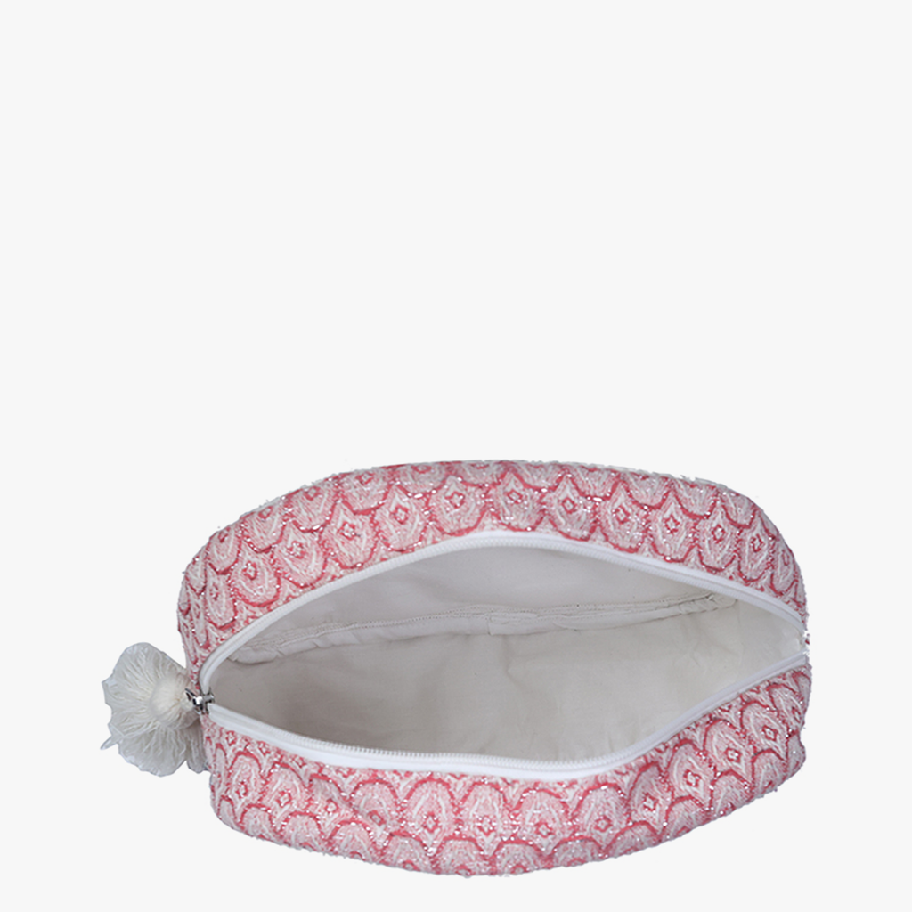 Vonda Boho Cotton Cosmetic Pouch: Mauve