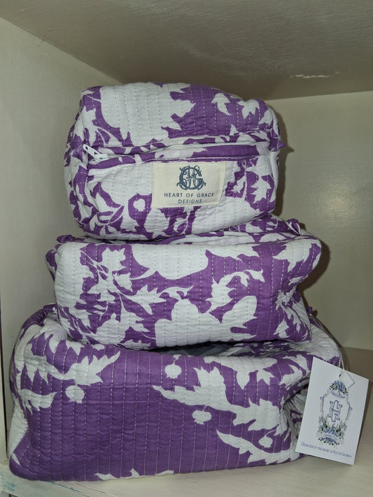 Lilac Blossoms | Quilted Cosmetic Bags