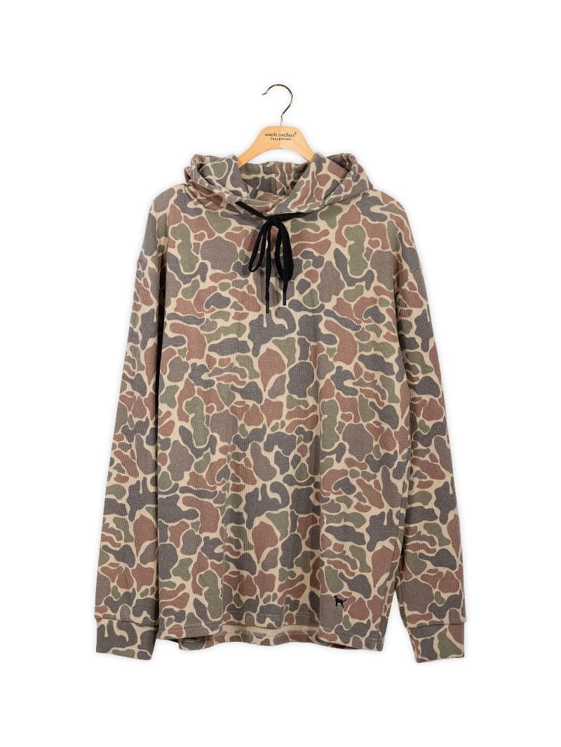 Mens Simply Southern Thermal Hoodie-dark camo