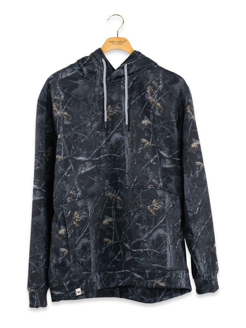 Mens Simply Southern Hoodie- Black Camo