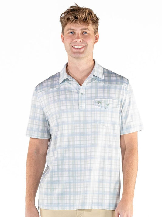 Mens Simply Southern Polo- Blue Plaid