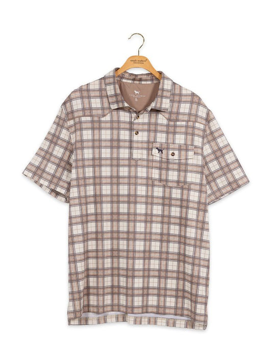 Mens Simply Southern Polo- Brown Plaid