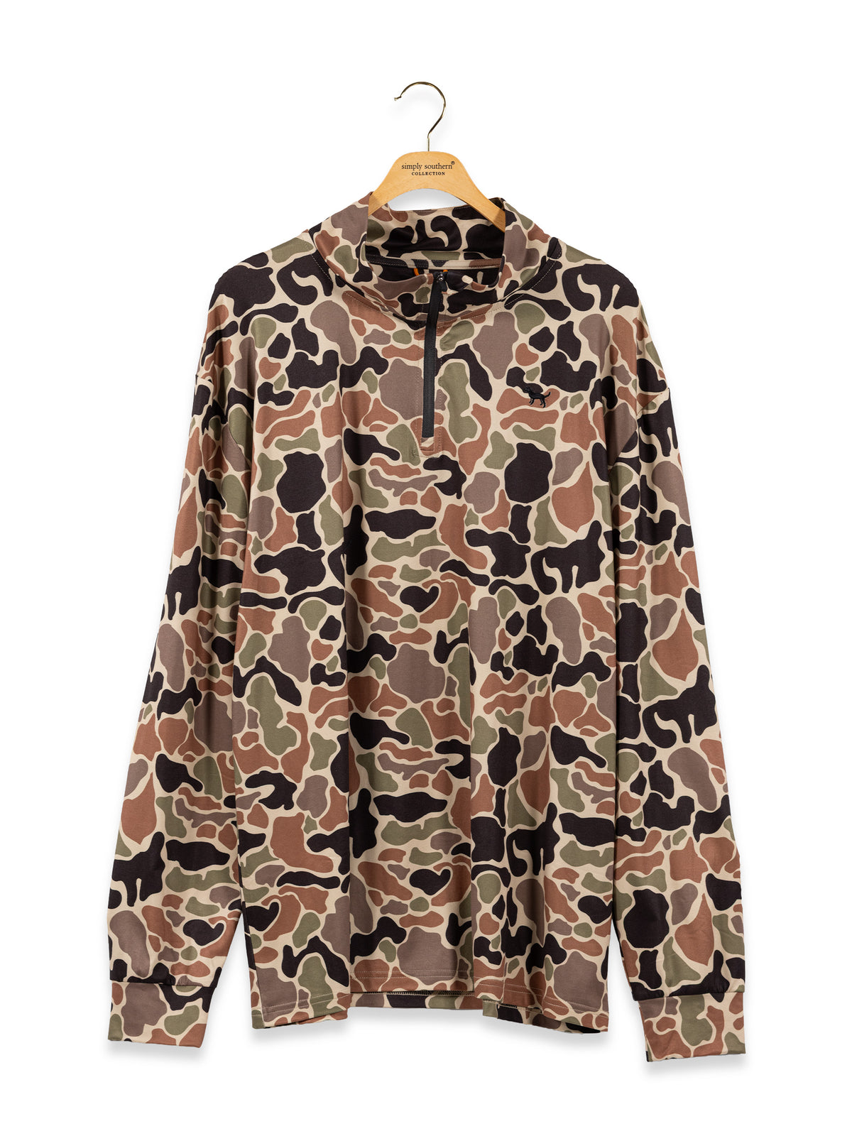 Mens Simply Southern Quarterzip- Dark Camo