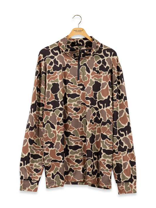 Mens Simply Southern Quarterzip- Dark Camo