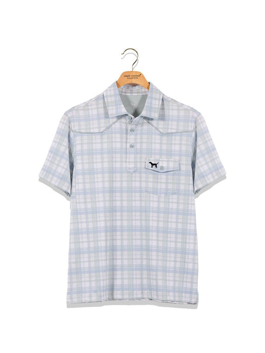 Boys Simply Southern Polo- Blue Plaid