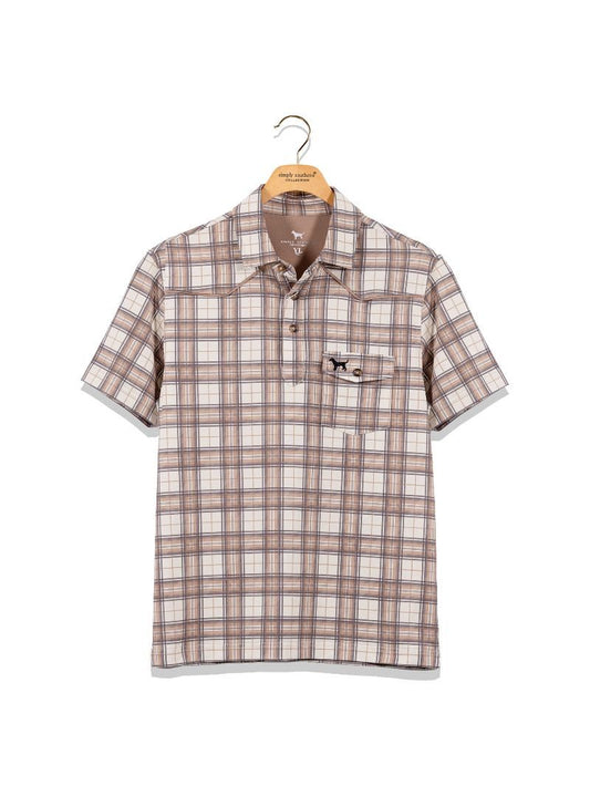 Boys Simply Southern Polo- Brown Plaid
