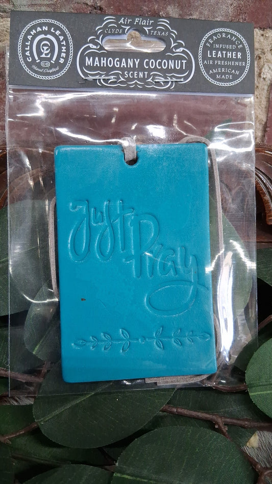 Rectangle Turquoise Just Pray Air Flair- Mahogany Coconut