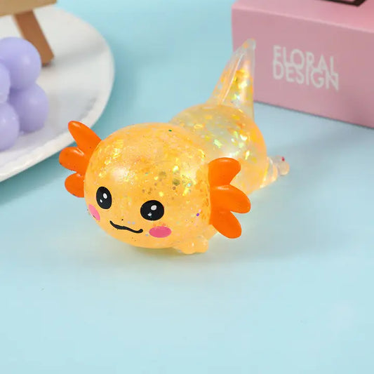 Glitter Salamander Stress Relief Squishy Toy: Orange