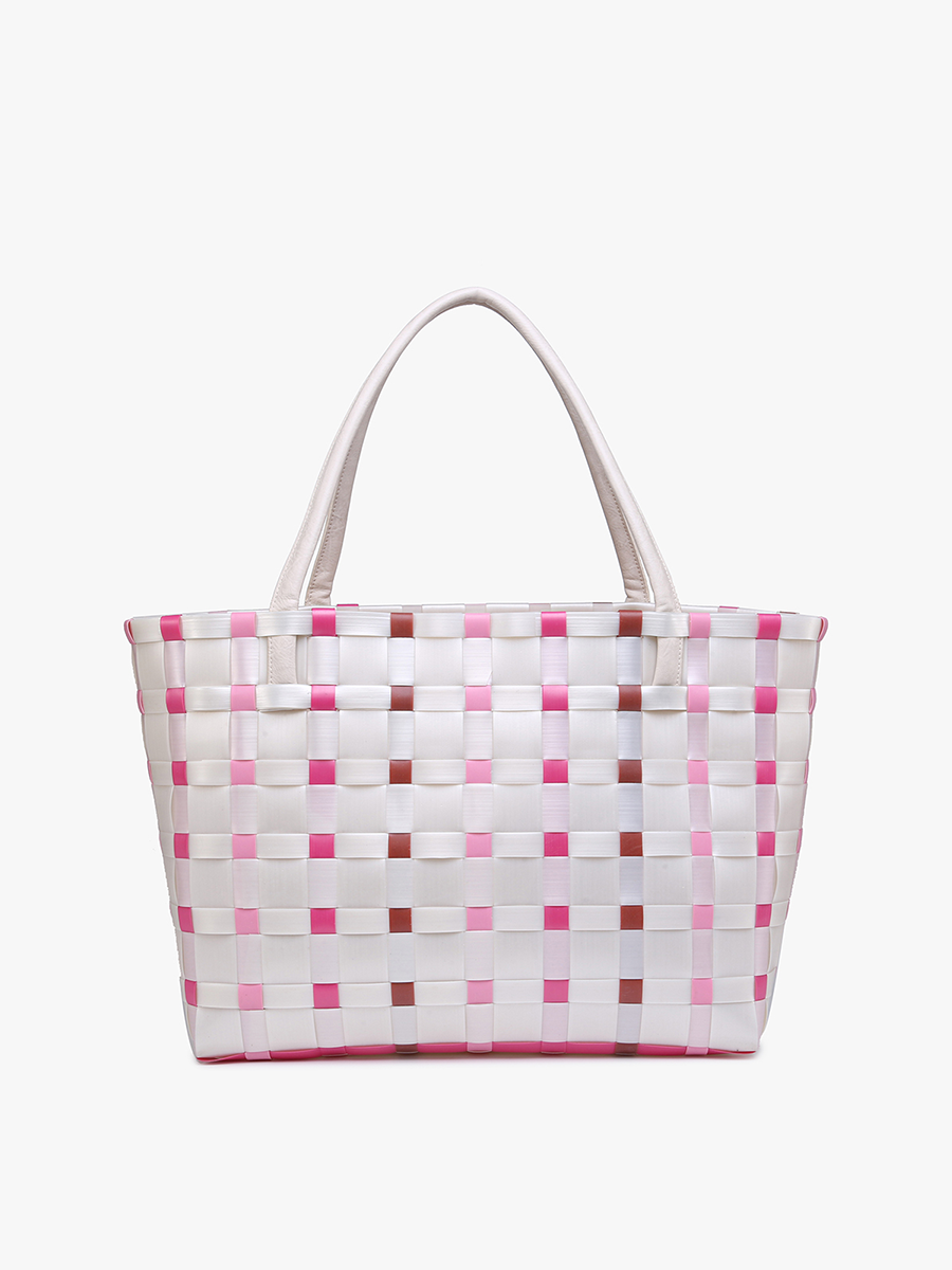 Abigail Basketweave Tote: Multi-Pink
